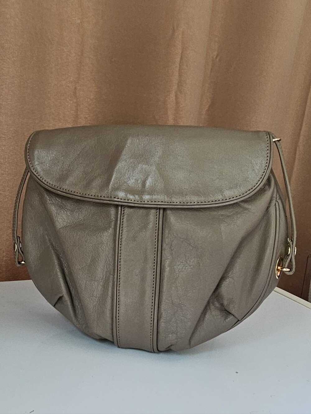 NWOT Vintage 1980s TANO Brown Leather Flap Crossbody Bag